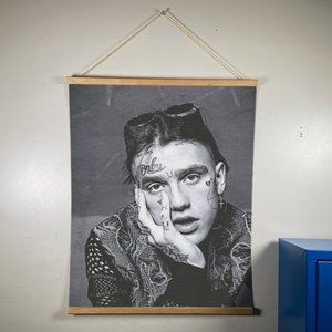 Lil Peep Canvas Wooden Gold Hanger Size 24”x17.5”